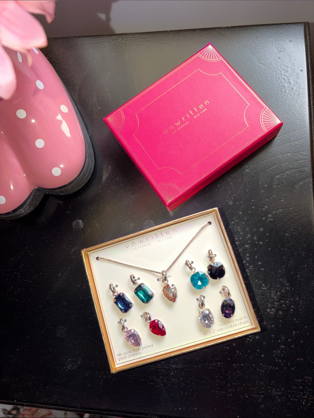 Unwritten Multicolor Crystal Charm Necklace Set